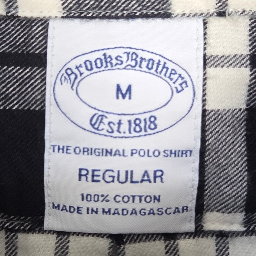 Brooks Brothers Button Down Flannel Shirt Mens Medium Black White Plaid NEW - Picture 6 of 8